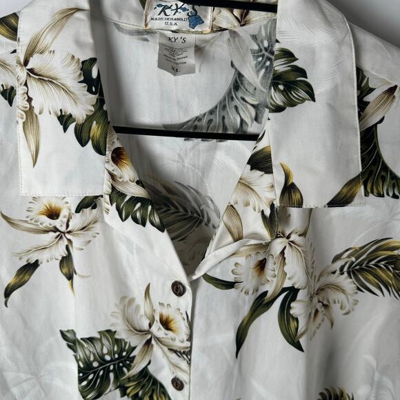Hawaiian White Orchid Hawaii Shirt Women's XL Island Tropical - Picture 7 of 9